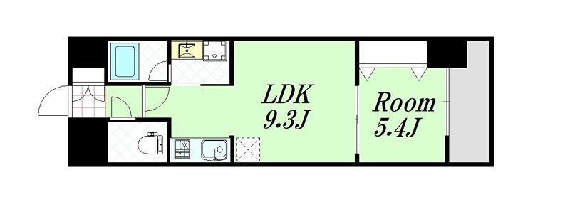ジョワイユ新大阪(1LDK/2階)の間取り写真