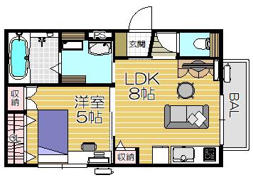 アスピラシオンJR尼崎フロント(1LDK/1階)の間取り写真