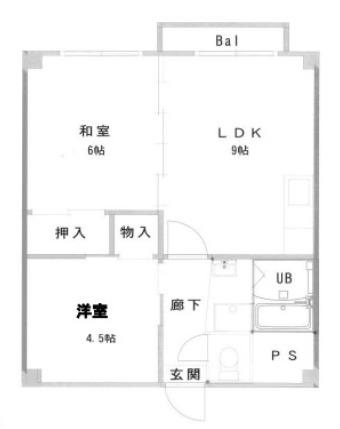 フラワー芦屋(2LDK/5階)の間取り写真