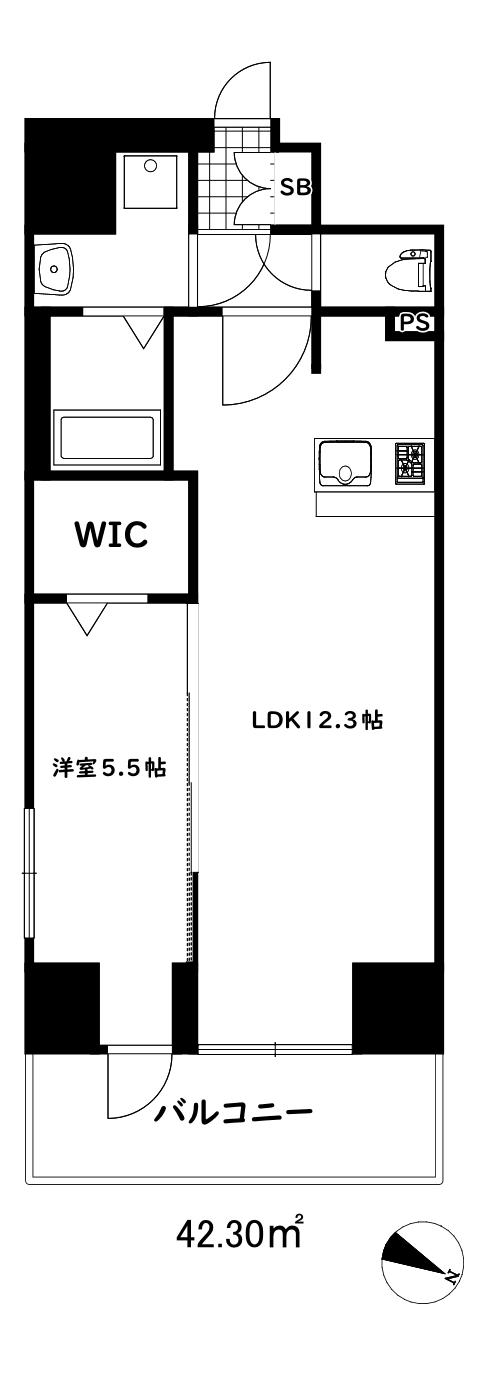 プレサンス神戸セレスティア(1LDK/3階)の間取り写真