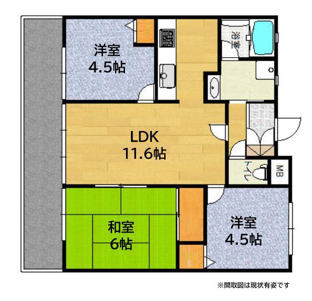 ワコーレベイフロント摩耶(3LDK/5階)の間取り写真