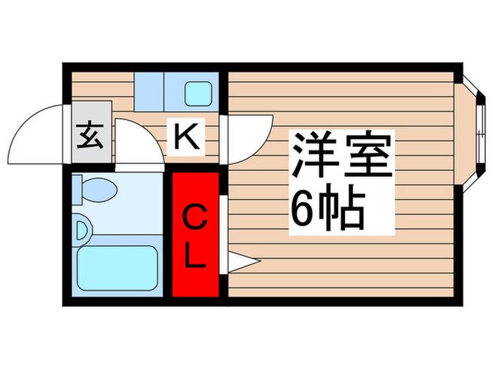 パティオ稔台A(1K/2階)の間取り写真