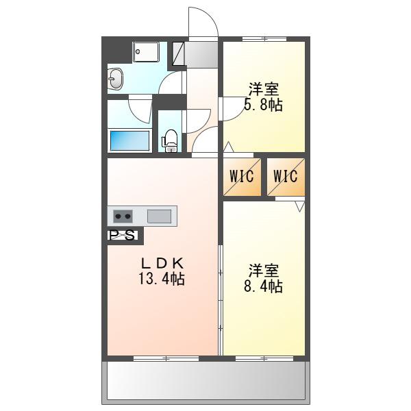 GARDENCOURT CIRUELA(2LDK/2階)の間取り写真