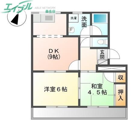 サンパーク(2DK/2階)の間取り写真