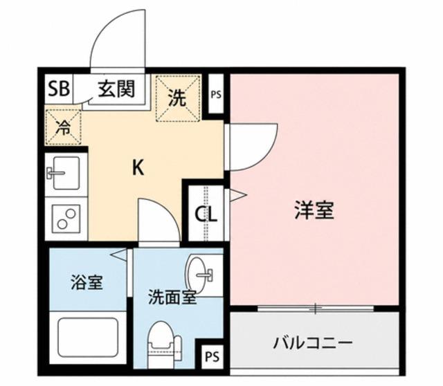 GLENWOOD浦和(1K/2階)の間取り写真