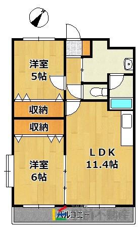 ヴィラクオーレII(2LDK/2階)の間取り写真