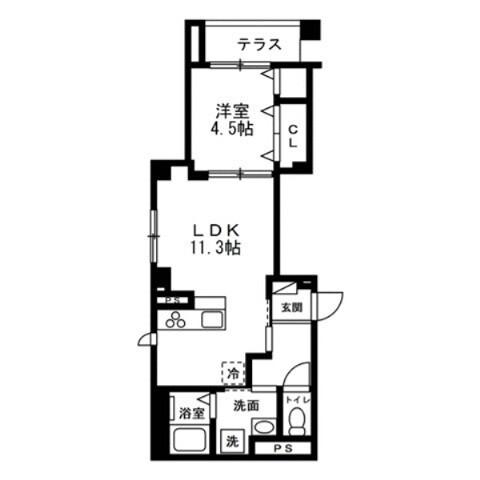 ディアコートあざみ野(1LDK/1階)の間取り写真