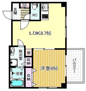 SEVEN OAKS(1LDK/6階)の間取り写真