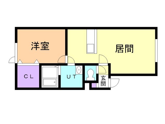 ラフィーネ知利別II(1LDK/1階)の間取り写真
