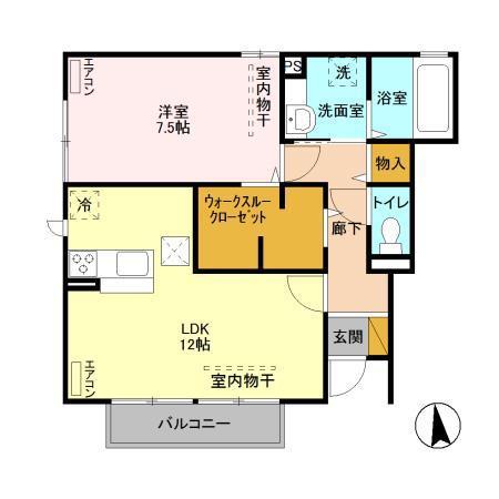 グレイスベル II(1LDK/1階)の間取り写真