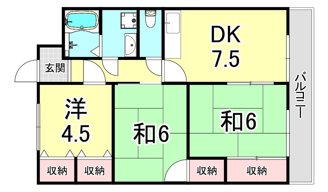 アメニティゆう(3DK/4階)の間取り写真