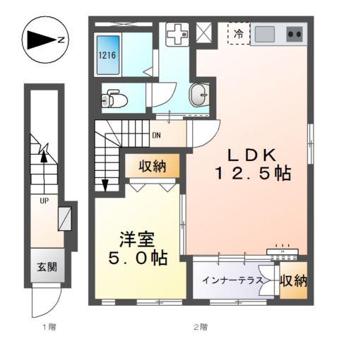 サンライズ(1LDK/2階)の間取り写真