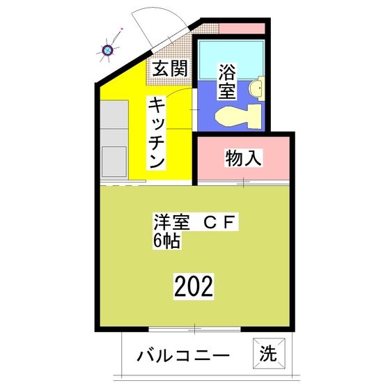 ユタカコーポ(1K/2階)の間取り写真