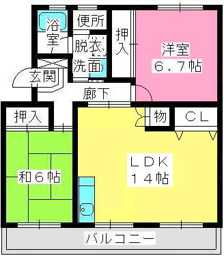 サンハピネス下山門(2LDK/4階)の間取り写真