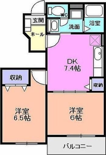 アルカンシェル(2DK/1階)の間取り写真