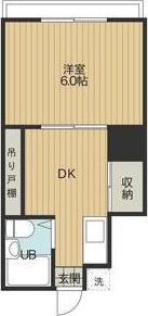 サンライフ鵠沼(1DK/2階)の間取り写真
