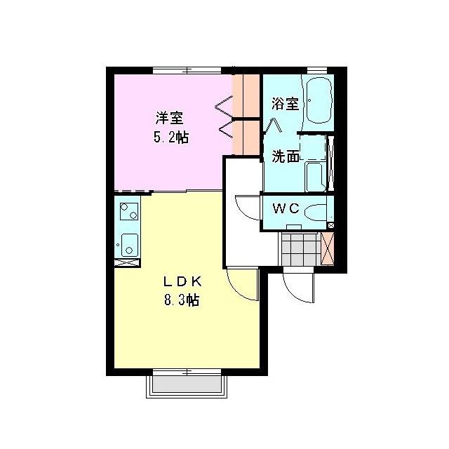 メゾン・ボヌールA(1LDK/2階)の間取り写真