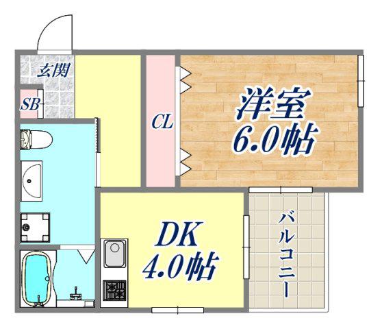 MAISON DE CHOU CHOU 立花(1DK/4階)の間取り写真