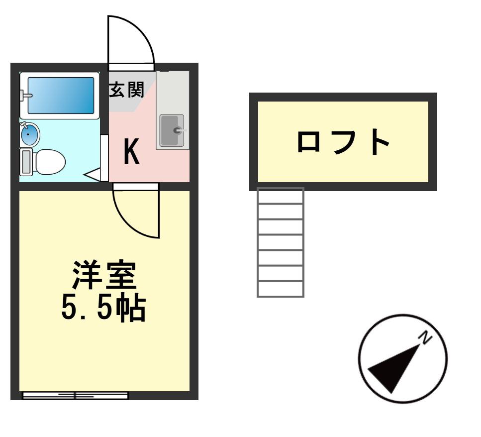 BCASA金町REーBORN(1K/2階)の間取り写真