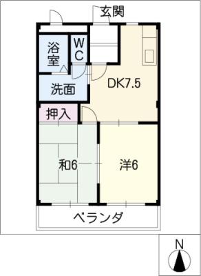 ロイヤルプレジオI(2DK/3階)の間取り写真