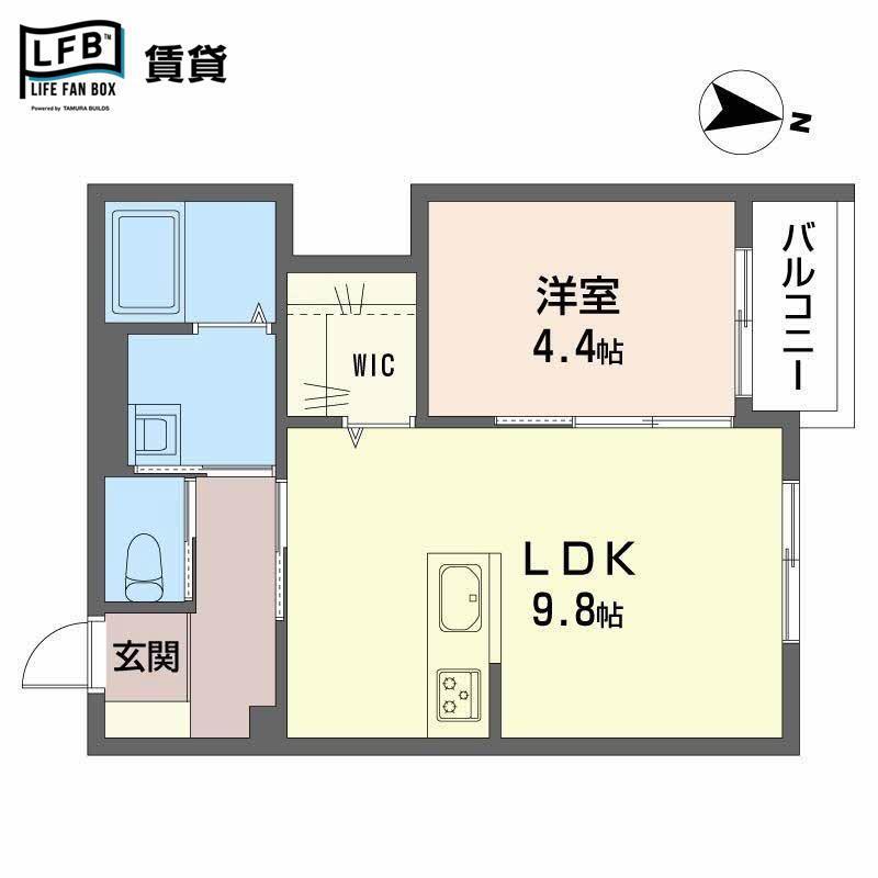 ELLINA貴船III(1LDK/1階)の間取り写真