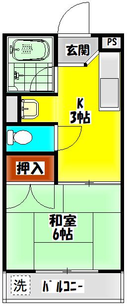 マンションからたち(1K/1階)の間取り写真