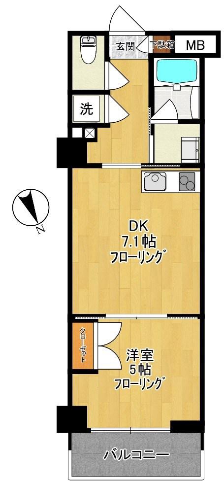 EVERGREEN(1DK/10階)の間取り写真