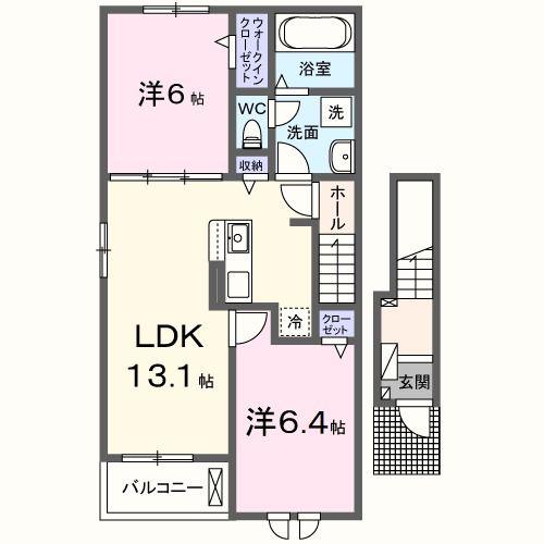 メゾン ドゥ ヴィクトワール II(2LDK/2階)の間取り写真