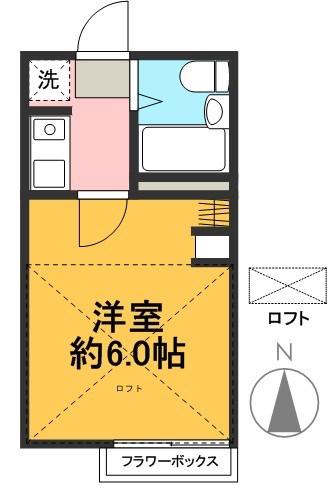 スクウェアーファイブ(1K/2階)の間取り写真