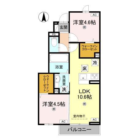 MAHALO膳所本町(2LDK/1階)の間取り写真