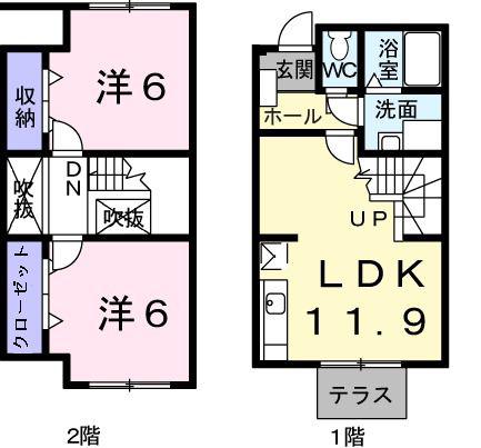 マイネS3(2LDK/1階)の間取り写真