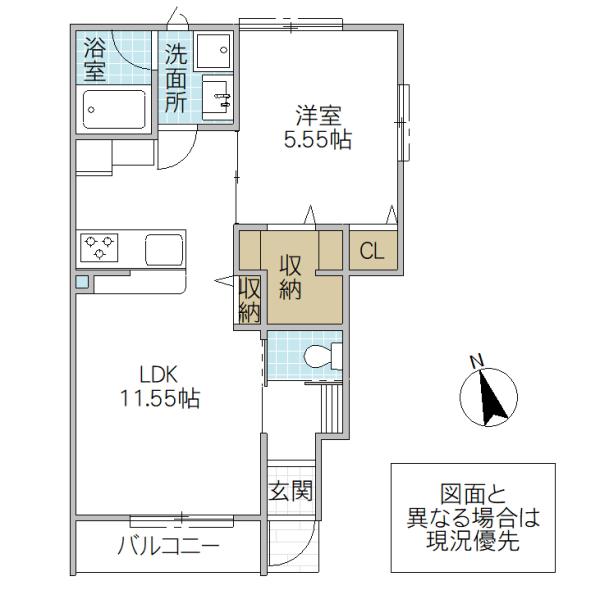 レーガベーネ元吉田 B(1LDK/1階)の間取り写真