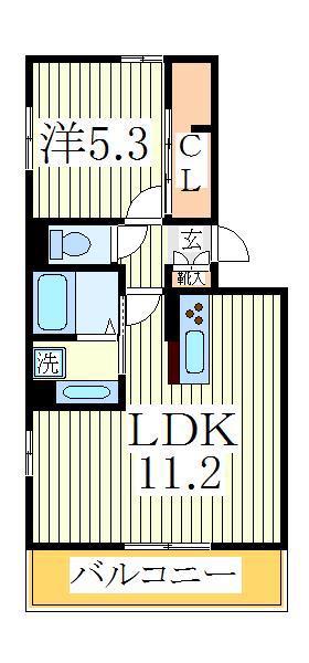 グラディート(1LDK/2階)の間取り写真