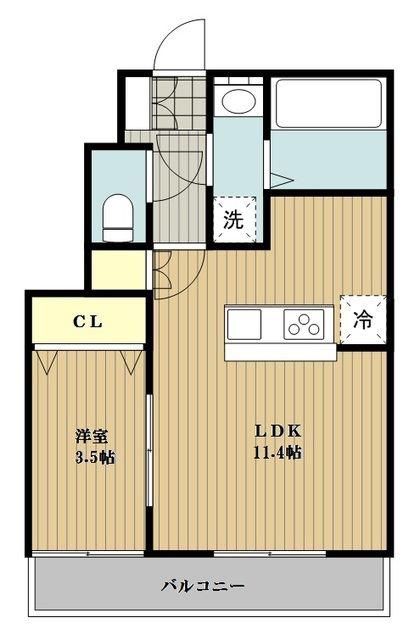 キャンディード(1LDK/1階)の間取り写真
