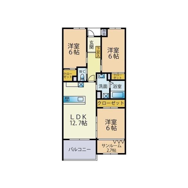 LE PARTERRE 城南(3LDK/3階)の間取り写真