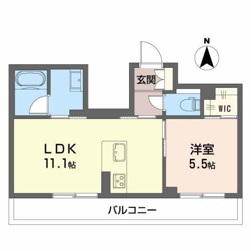 ヴィアソーレ(1LDK/2階)の間取り写真