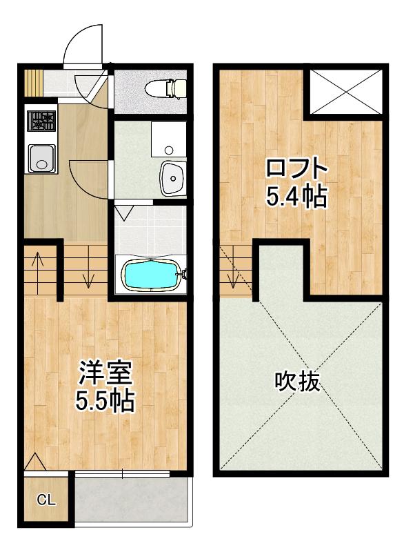 MODERN PALAZZO 西時津(1SK/2階)の間取り写真