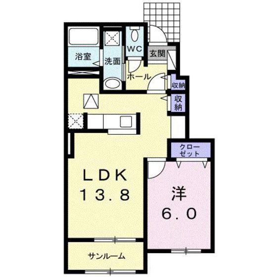 ハッピーハウス(1LDK/1階)の間取り写真