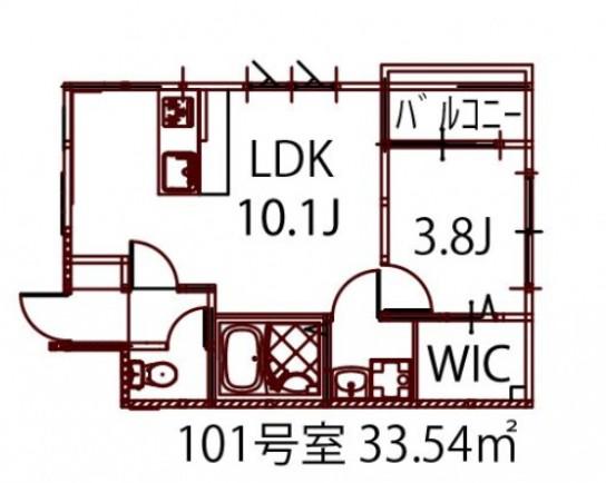 リノリノアパートメント広島エキキタ(1LDK/1階)の間取り写真