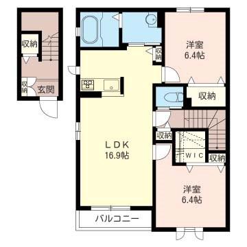 桜ヴィレッジC棟(2LDK/2階)の間取り写真