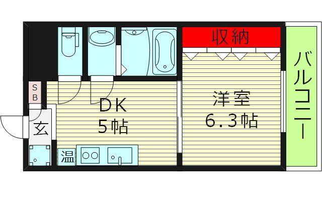 新深江池田マンション(1DK/10階)の間取り写真