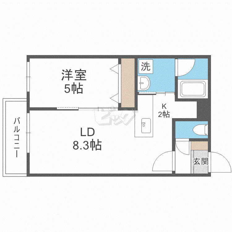 ユラ美園(1LDK/4階)の間取り写真