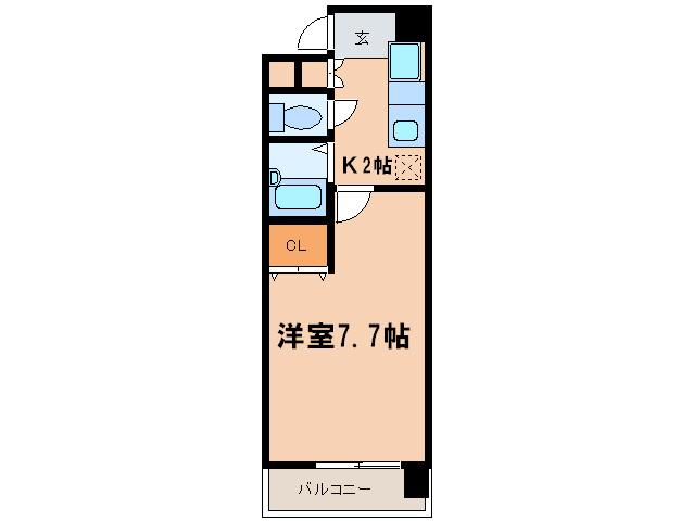 ハイライフ田幡(1K/5階)の間取り写真