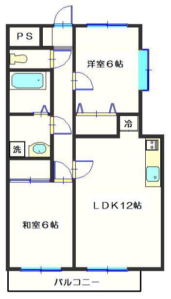 近藤リバティ(2LDK/2階)の間取り写真