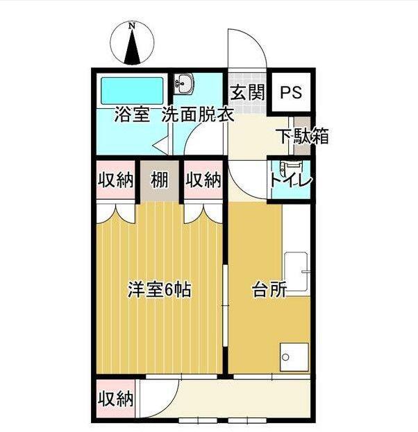 東山ハウス(1K/2階)の間取り写真