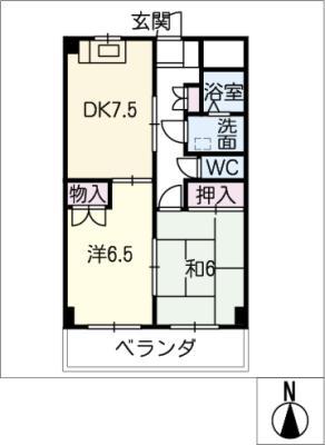 サンテルピア(2DK/1階)の間取り写真