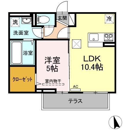 グランディ イグニスV(1LDK/1階)の間取り写真
