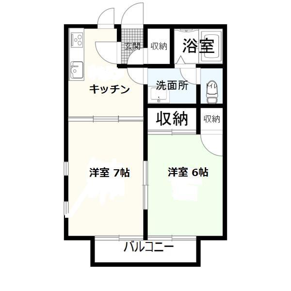ムツミハイムA(2DK/2階)の間取り写真