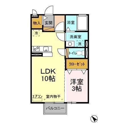 ヴァン・ソフィア(1LDK/2階)の間取り写真