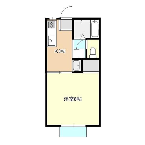 ビバライフ上宇部(1K/2階)の間取り写真